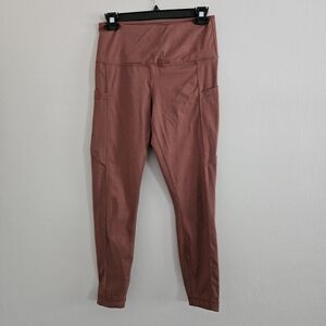 Yogalicious Lux Brown High-Waisted Leggings Yoga Pants Pockets Athletic Medium